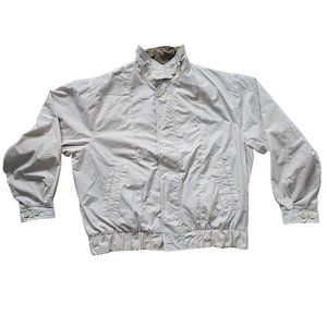 Vintage London Fog Windbreaker Jackett Mens XL Long White Full Zip Long Sleeve